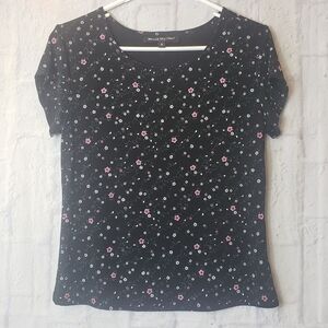 BRIGGS NEW YORK PETITE Floral Stretch Short-Sleeve Top Small